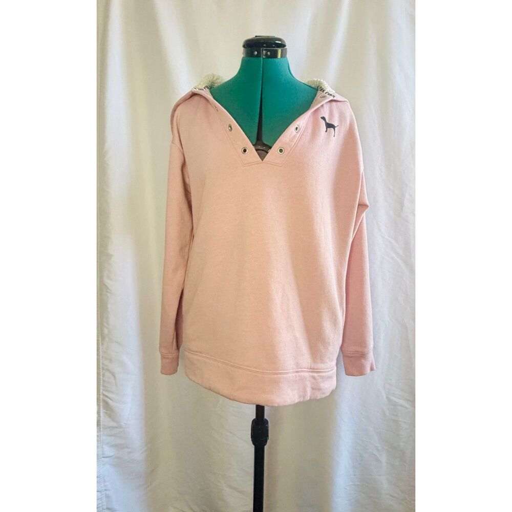 Victoria's Secret PINK Sherpa-lined light pink tunic hoodie